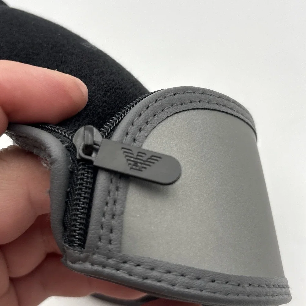 EMPORIO ARMANI AUTHENTIC EYEGLASSES SUNGLASSES BLACK GREY ZIPPER CASE